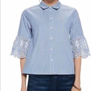 Striped scotch and soda women’s blouse lace sleeves